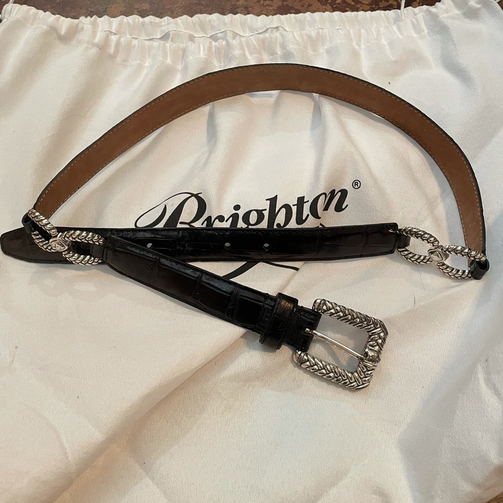 Brighton Belt - Black Croc Print Leather